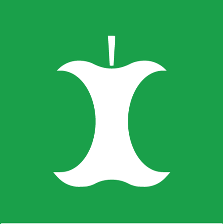 illustrerad äppelskrutt på grön bakgrund